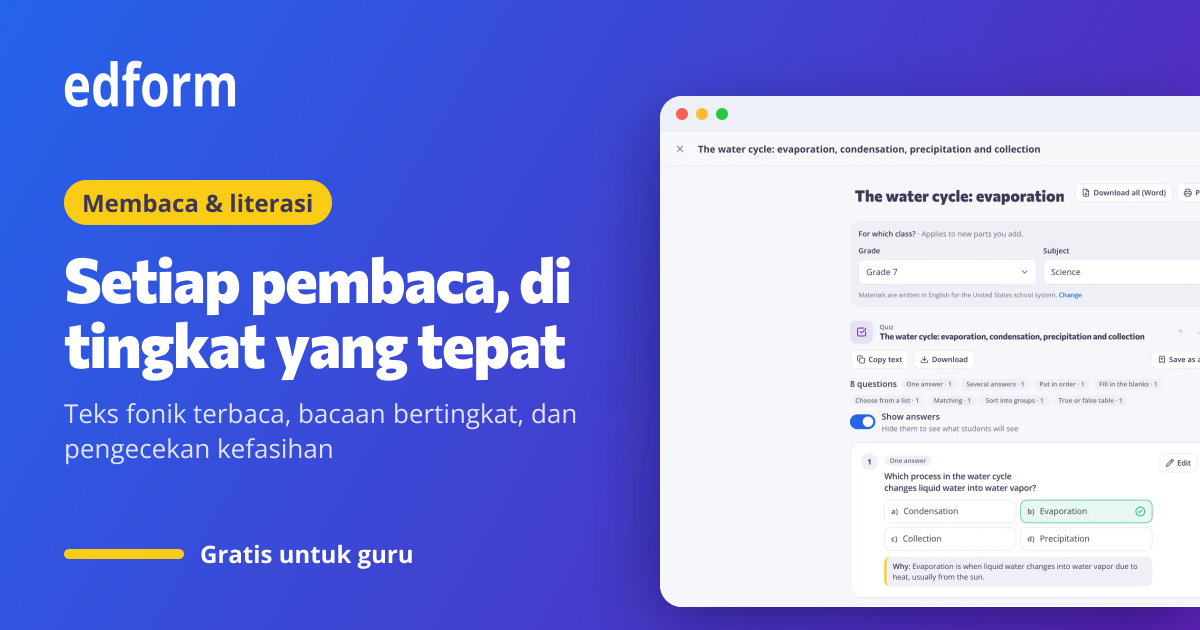 Sumber daya guru membaca: teks fonik terbaca, bacaan bertingkat | Edform